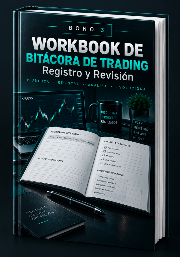 Mockup del bono 3: Workbook de Bitácora de Trading: Registro y Revisión