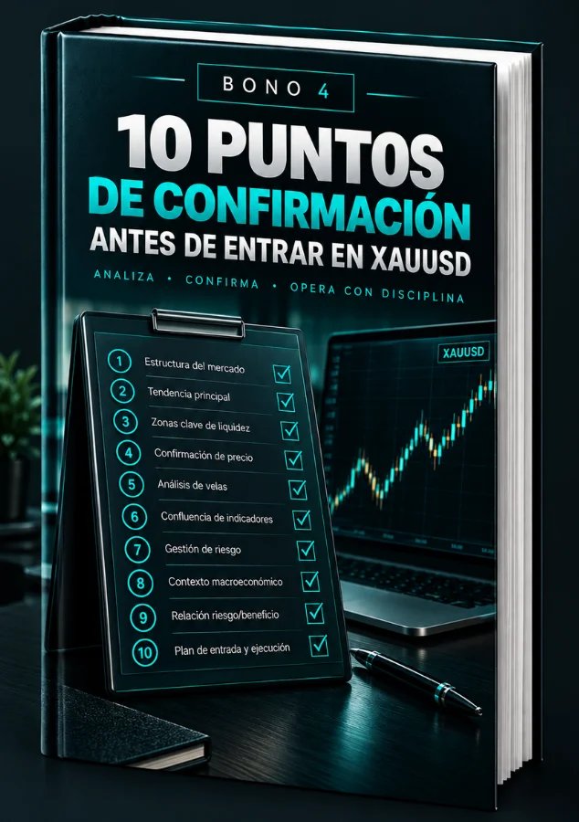 Mockup del bono 4: 10 Puntos de Confirmación Antes de Entrar en XAUUSD